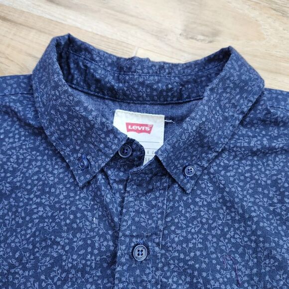🔹️Levi's Blue Classic Buttoned Front Long Sleeve Shirt Men's Large - Picture 4 of 12